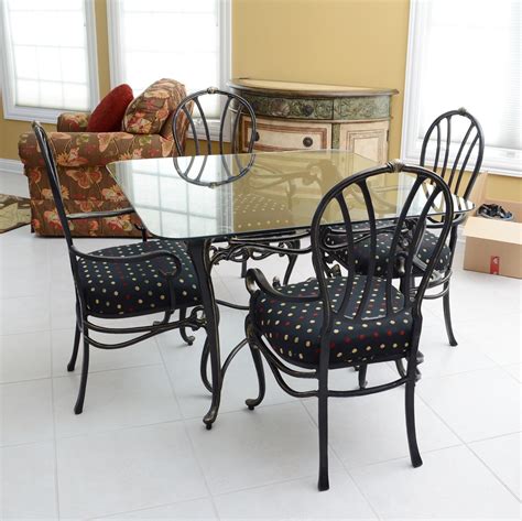 metal table with fabric chairs|metal table and chairs indoor.